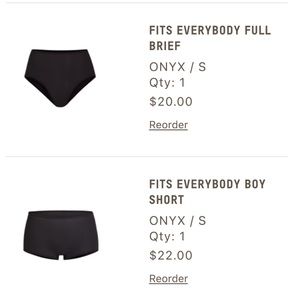 Skims 2 underwear in black size small